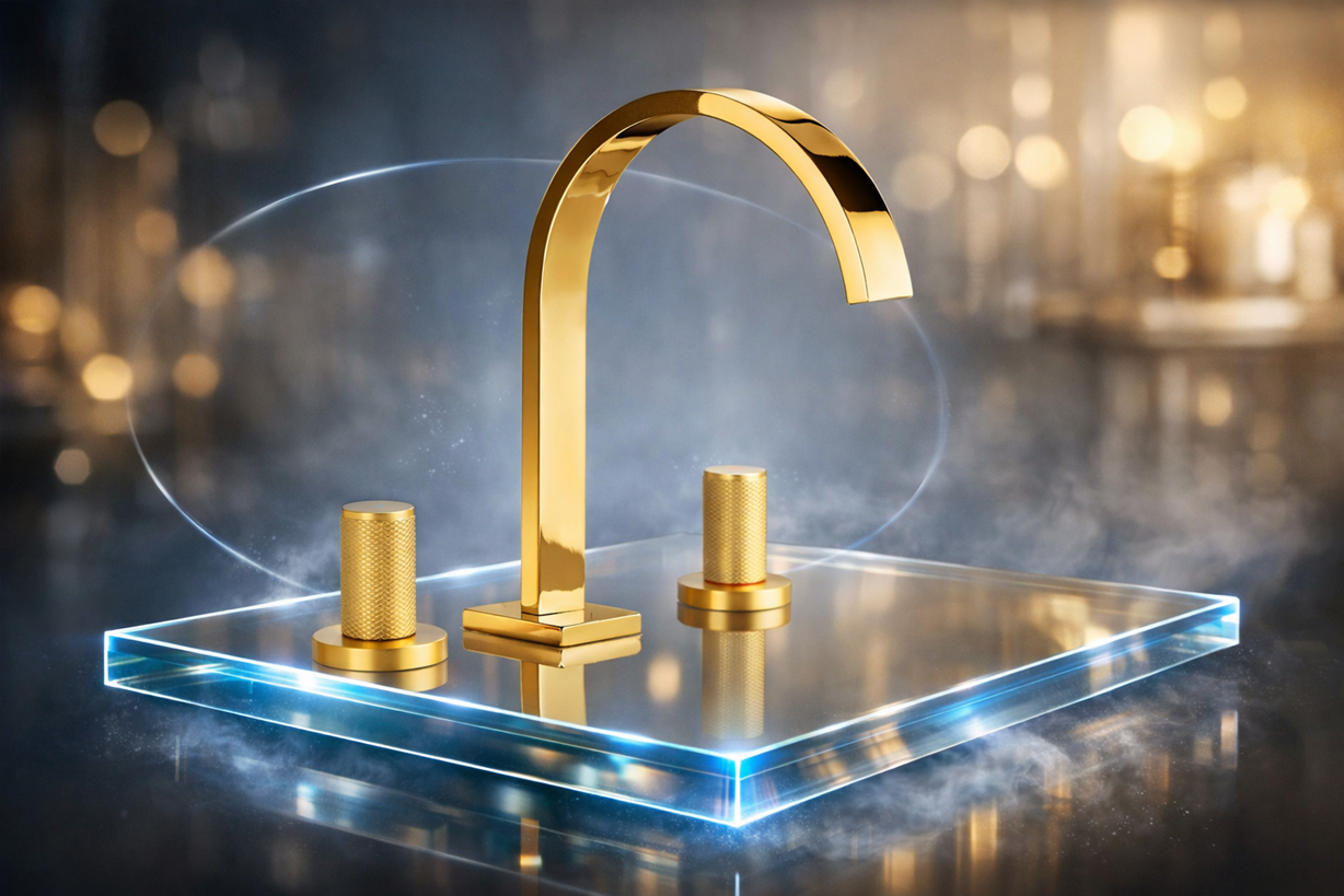 Fontana Marsala Sensor Faucet and Soap Dispenser in Polished Gold Finish